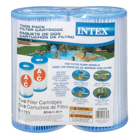 Intex Recreation Intex Krystal Clear Pool Filter Cartridge 8 in. H X 4.25 in. W X 4.25 in. L, PK2 29002E